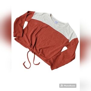 No boundaries long sleeve waffle top